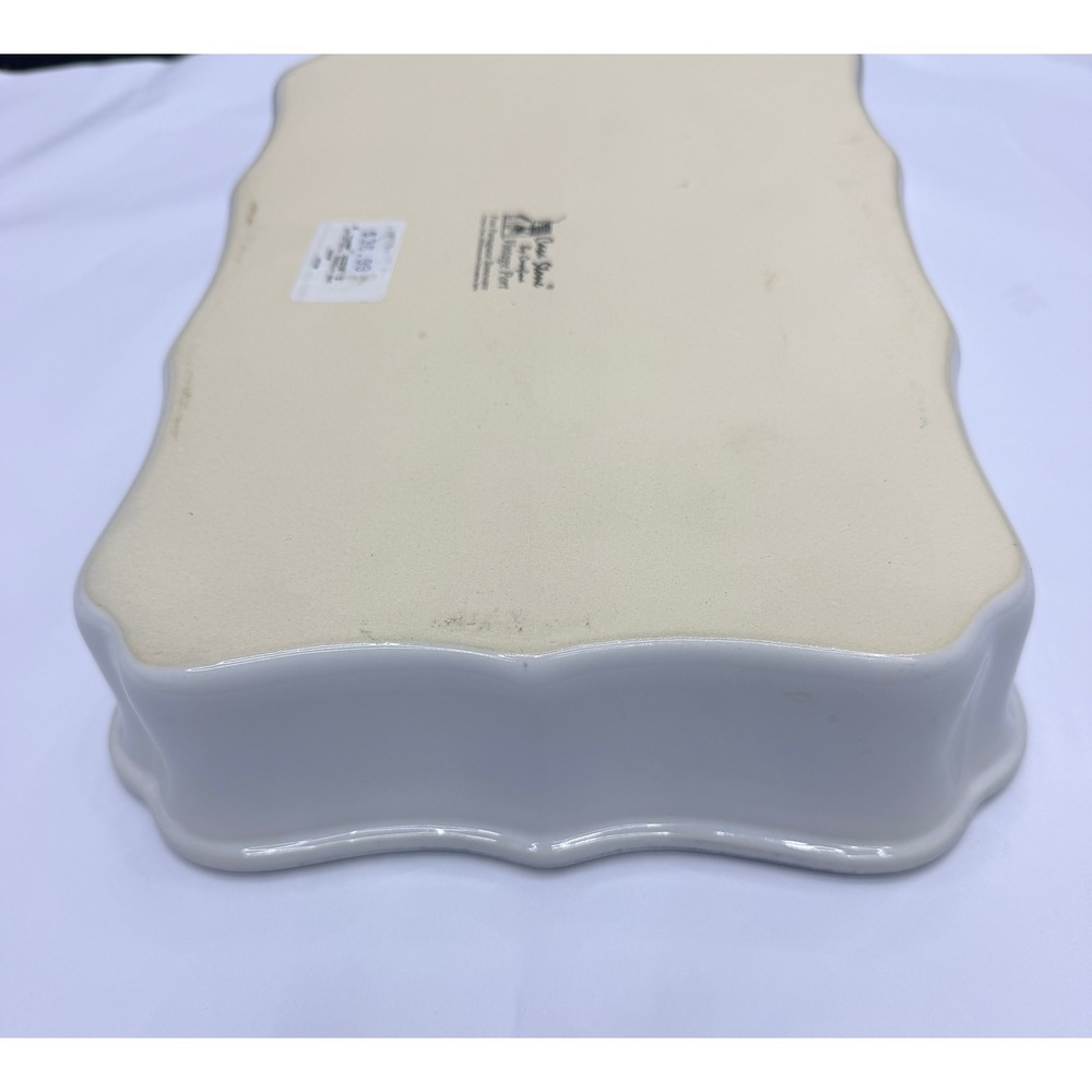 Casa Stone by Casafina White Stoneware Scalloped Rectangular Baker Set of 2 - Picture 10 of 12